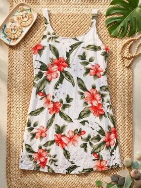 HAWAIIAN RESERVE COLLECTION Girls' Tropical Hibiscus Floral A-Line Summer Dress